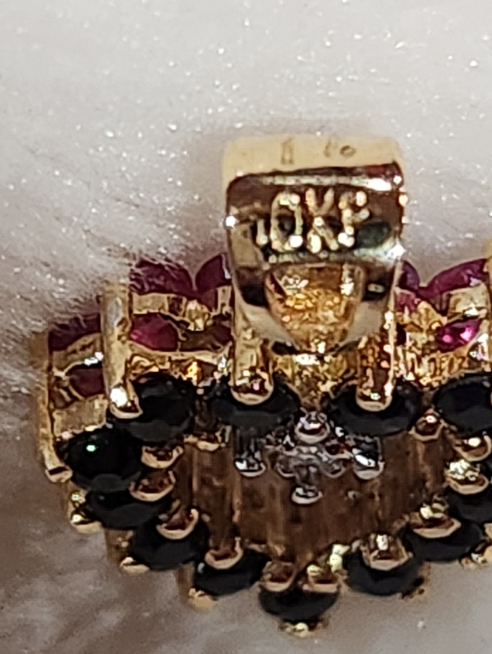 10KP Yellow Gold Ruby Sapphire & Diamond Reversible Heart Pendant , NWT - Picture 12 of 15